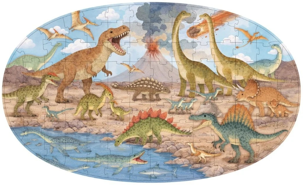 Sassi Glow In The Dark Day And Night Puzzle And Book Set - Dinosaurs