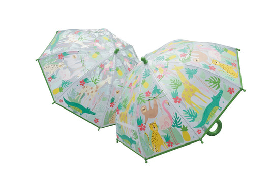 Floss & Rock Jungle Transparent Colour Changing Umbrella, 25.98-inch, Multicolor